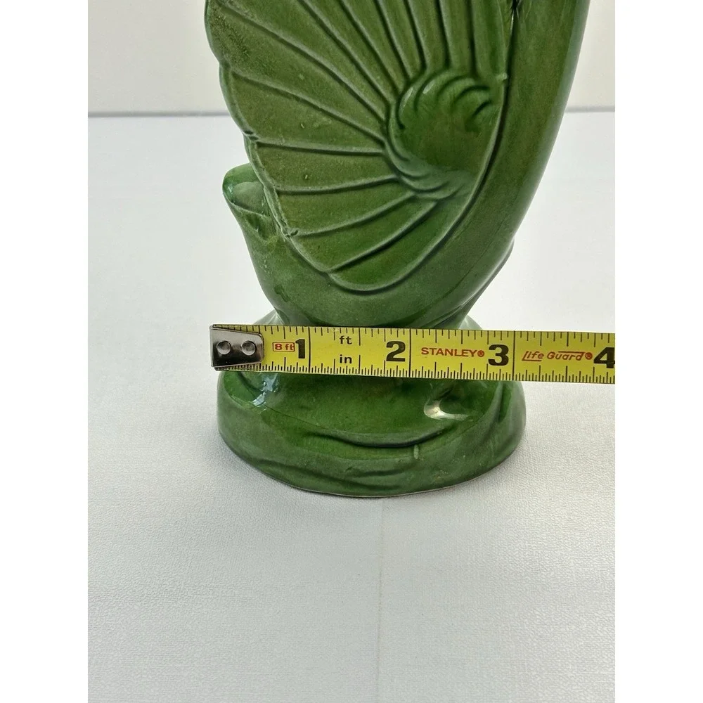 Vintage Japan Green Ceramic Swan Bird Figurine Statue Gold Accent 14